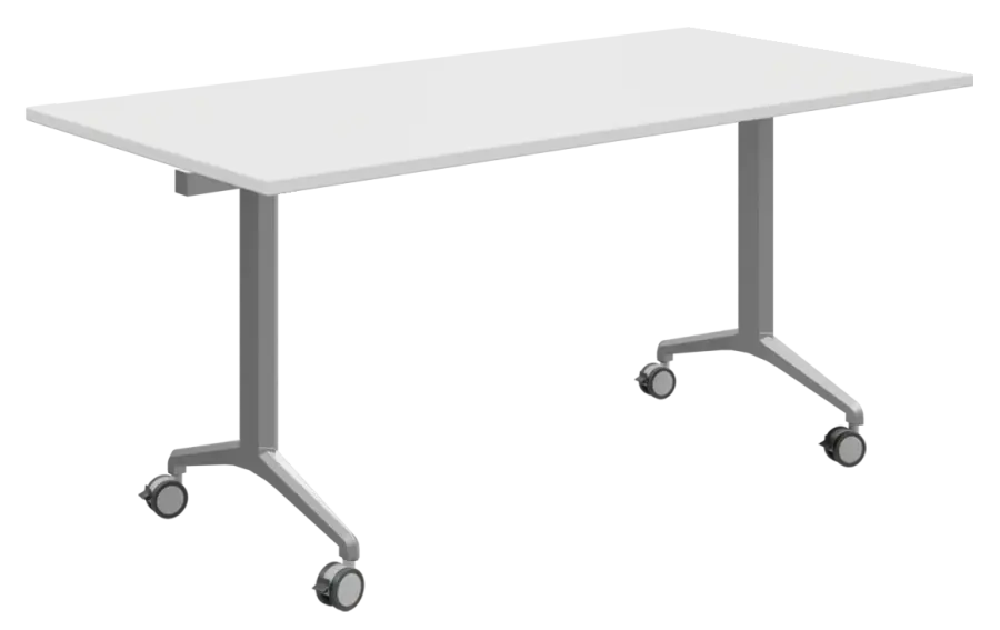 SLKP 160/80 Pojízdný skládací stůl 1600 x 800 mm, deska bílá/nohy stříbrný lak